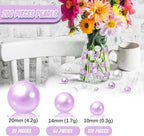 200 PCS Light Purple Vase Fillers, Pearls Bead for Centerpieces Vases, 10/14/20 MM No Hole Beads, Fake Pearls for Wedding Birthday Easter Theme Party Table Centerpieces Decor
