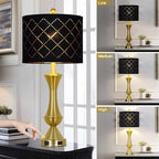 29" Gold Modern Table Lamps Set of 2, 3-Way Dimmable Touch Lamps for Nightstand with USB A+C & Outlets,Brass Lamps for Living Room, Bedroom, Nightstand, Entryway(2 Bulbs Included)