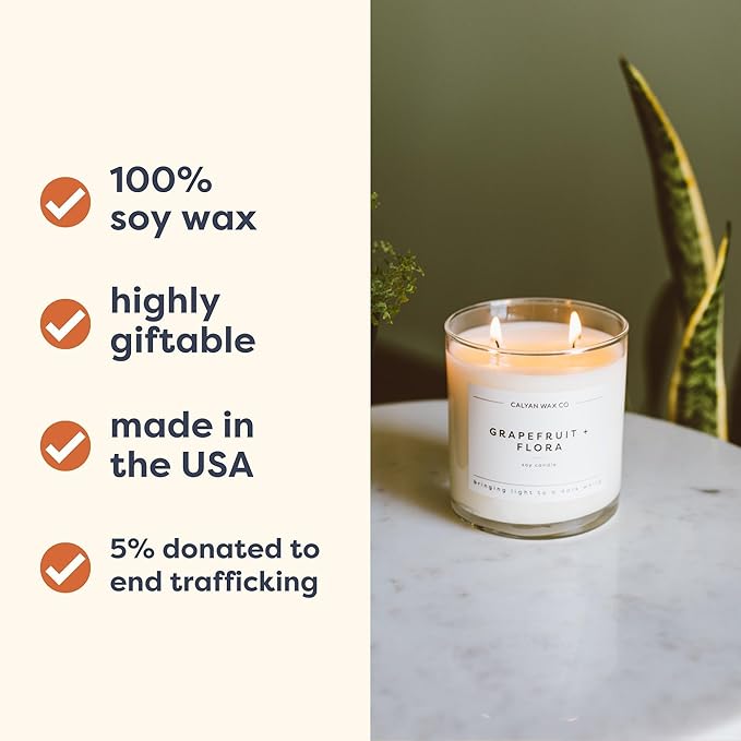 Calyan Wax Co. 2 Wick Candle, Texas Bluebonnets Scented Candle, 37 Hour Burn Time, Aromatherapy Soy Candles, Non Toxic & Vegan Soy Wax, Glass Tumbler Scented Candles, 12.5oz
