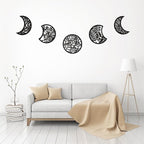 Jetec 5 Pcs Moon Phase Wall Art Decor Wall Pediments Hanging Wooden Moon Phase Spiritual Bedroom Nordic Boho Lunar Aesthetic Art for Living Room Dorm Apartment Bar Ornament(Dark Black,15.75 Inch)