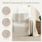 Boho Couch Cover Washable Sectional Couch Covers for Dogs Reversible Sofa Slipcover for 2 or 3 Cushion Couch Pet Friendly Furniture Protector (3# Khaki, 91" x 150")