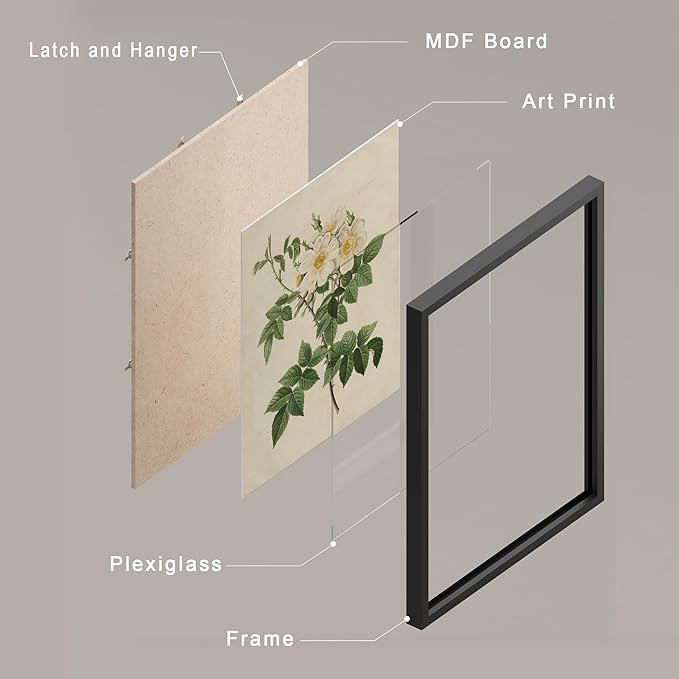 SIGNWIN Framed Vintage Colorful Wildflower Wall Art, Set of 4 Variety Floral Wall Decor Prints, Nature Wilderness Wall D¨¦cor for Living Room, Bedroom - 12"x16" Black