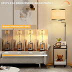 Lightdot 63IN Floor Lamps with Storage Table&Basket, Modern Standing Tall Lamps with Adjustable Fabric Lampshade and Movable&Fixed Casters, Coner End Table Lamp for Living Room/Bedroom/Office-Black