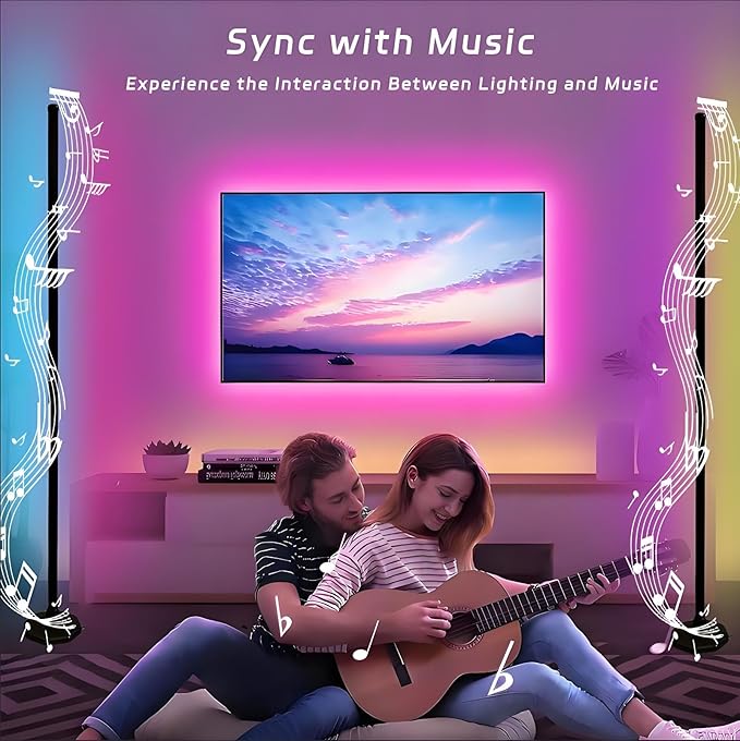 RGBICW Led Corner Floor Lamp,1800lm Corner Light Work with Alexa & Google Assistants,16 Million Colors & 68+ Scene,Music Sync,Color Changing Standing Lamps for Living Room, Bedroom Ambient Lighting