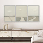 SIGNWIN Framed Canvas Print Wall Art Minimalist Rain Cloud Abstract Neutral Landscape Photography Modern Art Minimalist Black and White for Living Room, Bedroom, Office - 16"x24"x3 White