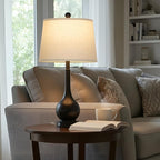 26" Black Table Lamps Set of 2 for Living Room, Touch Control Bedside Lamp for Bedroom, 3-Way Dimmable Nightstand Lamp with USB A+C Port (2 LED Bulbs Included)