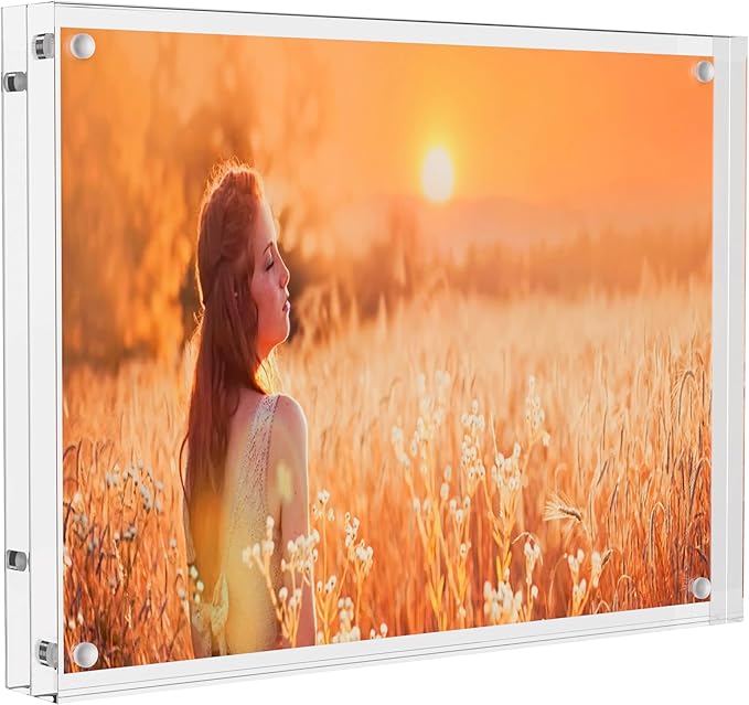 Acrylic Picture Frame 6x8 Inches, High Transparent Magnetic Photo Frame, Double Sided Plexiglass Picture Frame 12mm + 12mm