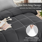 JOLLYVOGUE Full Comforter Set, Ultra-Soft Bed in a Bag Full Size 7 Pieces, Oeko-TEX Certified Bedding Set with Down Alternative Comforter, Sheets, Pillowcases & Shams, Dark & Light Grey