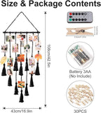 Homecor Hanging Photo Display Wall Decor, Black Macrame Hanging Boho Room Decor, Picture Frame Collage with Remote Light 30 Clips, Bedroom Apartment Home Decor, Christmas Mom Grandma Teen Girl Gifts