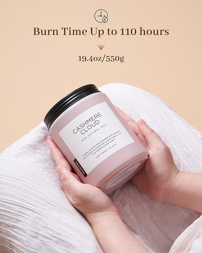 M&SENSE Warm Cashmere Scented Candles, 19.4oz 110 Hour Long Lasting 2 Wick Organic Natural Soy Wax in Glass Jar Candle for Bedroom Kitchen Home Decor, Housewarming Gifts for Family Friends