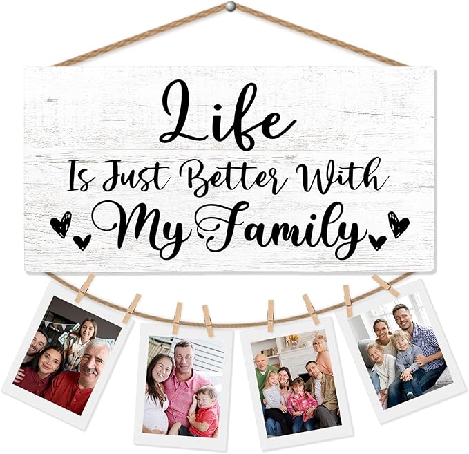 Family Gifts Picture Frame Photo Holder for Wall, Housewarming Gifts for Family Mom Dad Grandma Grandpa Adoptive Parents, Family Reunion Gifts Hanging Photo Display for Living Room
