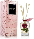 LOVSPA Reed Diffuser Set, PURIFY Rosewater Scented Oil Diffuser with Sticks, Home Fragrance Accessories for Bathroom Shelf Decor, Aroma Diffusers for Home or Office Desk, USA Made