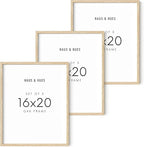 HAUS AND HUES Beige Wood Oak 16x20 Picture Frame, Set of 3 - Modern Wood Wall Art Display - Lightweight 16x20 Frame Set of 3 for Art Prints, Photos, Posters - Ready-to-Hang Vertically & Horizontally