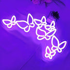 SYLHOME Butterfly Led Neon Light Sign Girls Bedroom Kids Room Beauty Studio Living Room Wedding Birthday Christmas Party Light Up Sign 16.5" X 8.9" USB