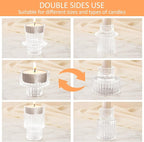12 Pcs Glass Candlestick Holders Taper Candle Holders for Table Centerpieces, Wedding Decor and Dinner Party, Clear