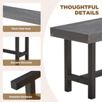 AVAWING Outdoor Wood Benches Set of 2, 63" Patio Wooden Picnic Bench for 6 Persons, Rectangular Bench for Porch, Balcony and Deck,Grey