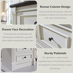 26" Tall 2 Drawers Dresser for Bedroom, Farmhouse 23.6" Wide Large Nightstand with Charging Station, Wood Rustic Side Table w/Roman Column, End Table for Bedroom, Living Room, White