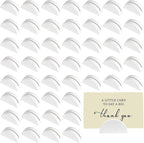 48PCS White Table Number Stands, Wooden Lightweight Wedding Table Name Holder, Small Size Place Card Holders, Semicircular Design, for Office Tag Photo Menu Clips Wedding Birthday Party Restaurant
