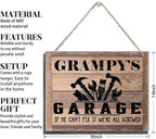 Rustic Sign, Father's Day Gift, Dad's Gift, Grandpa's Gift, Decor Hanging Wood Signs, Printed Wood Wall Art Sign, Grampy's Garage, If He Can't Fix It We're All Screwed, Vintage Sign Gift for Grandpa