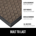 GORILLA GRIP 100% Waterproof All-Season WeatherMax Doormat, 72x24, US Designed Natural Rubber, Stain and Fade Resistant, Low Profile Indoor Outdoor Door Mats, Easy Clean Patio Mat, Latte Quatrefoil