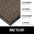 GORILLA GRIP 100% Waterproof All-Season WeatherMax Doormat US Designed Natural Rubber, Stain and Fade Resistant, Low Profile Indoor Outdoor Door Mats, Easy Clean Patio Mat, 17x29, Latte Quatrefoil