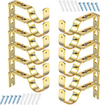 Frienda 12 Pcs Curtain Rod Brackets Adjustable Holder Wall for 1 Inch Diameter Curtain Rod General Bracket Hooks with Screws (Bright Gold)