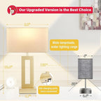 Bedroom Table Lamps Set of 2 - Touch Bedside Lamps with USB C+A, 3 Way Dimmable Gold Lamp for Nightstand, Modern Night Stands Lamps for Living Room End Tables Desk Bed Side Study Room(16.4n)