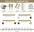 Curtain Rods for 28-161” Windows, Splicing Construction, 1” Adjustable Drapery Rod with Aluminum Alloy Brackets and Finials for Window, Sliding Door, Patio, Living Room Decoration, Antique Bronze