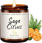 Auelife Scented Candle for Home | Sage Citrus Candle | Aromatherapy Candles - Soy Candles for Home Scented, Gifts for Women Men, Citrus Fragrance -7oz, Single Wick Made with Soy Wax