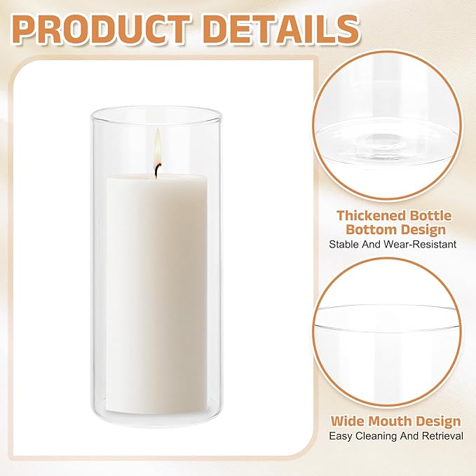 uxcell Hurricane Candle Holder (H:5.9" OD:2.6"), Pillar Floating Candles Holder Clear Glass Cylinder Flower Vases for Table Centerpiece Wedding Party Home Decoration 2Pcs