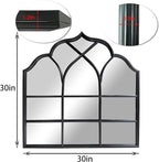 Window Mirror Pane, Black Metal Frame, Cathedral Arched Wall Mirrors Decorative Over Fireplace Mantel, Farmhouse Decorations for Dining Living Room Hallway Entryway