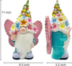 BAYN Garden Gnome Statues Outdoor Decor, Solar Powered Outdoor Gnome with Butterfly Wing Decorative Yard Garden Lights Art Gifts with 11 Warm White LEDs