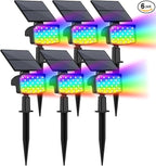 WELALO Solar Color Changing Spot Lights Outdoor, Waterproof Solar Christmas Lights with 9 Modes, Multicolor RGB Landscape Spotlights for Garden Yard Driveway Lawn Patio Pathway Decorations, 6 Pack