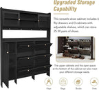 Ball & Cast Tipping Bucket 3-Tier Shoe Cabinet with 6 Flip Drawers and Storage Shelf,Entryway Hall Tree with Tempered Glass Doors and 4 Hooks,for Hallway,Mudroom,Living Room,Black