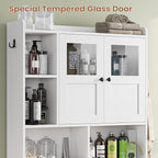 Itaar Over The Toilet Storage Cabinet, Over Toilet Bathroom Organizer with Glass Doors & Toilet Paper Holder Stand, Home Space-Saving Toilet Rack, for Bathroom, Restroom, Laundry(White)