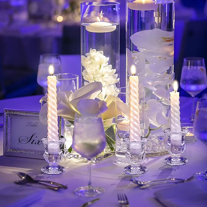 Foaincore 36 Pcs Candlestick Holders Bulk 2.5 Inch Taper Candle Holder for Table Centerpiece Thick Glass Ritual Candle Stand for Wedding Christmas Valentines Festival Party Decorations (Clear)