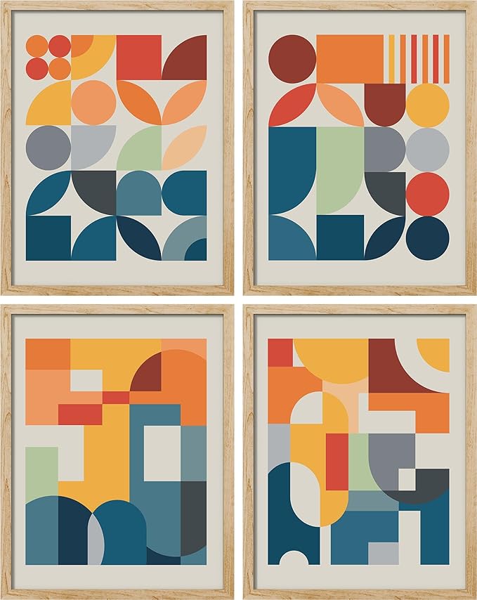 SIGNWIN Adhesive Canvas Poster Mid-Century Modern Colorful Geometric Polygons Abstract Geometric Digital Art Modern Art Decorative Zen Relax/Calm Multicolor Minimalism for Bedroom - 12"x16"x4