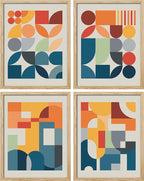 SIGNWIN Adhesive Canvas Poster Mid-Century Modern Colorful Geometric Polygons Abstract Geometric Digital Art Modern Art Decorative Zen Relax/Calm Multicolor Minimalism for Bedroom - 12"x16"x4