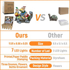 Upgraded Size Solar Garden Outdoor Statues Three Gnomes having party on turtle with 7 LED Solar Figurine for Lawn,Patio,Balcony,Yard Decor Unique Housewarming Gift, for grandfather, Father,Grandma,Wen