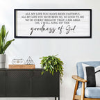 Goodness of God Framed Wall Art, 40''×15'' Positive Religious Black Bible Verse for Christian God Jesus Christ Prayer, Vintage Rustic Long Holy Catholic Scripture Decor