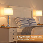 Seealle Lamps for Bedrooms - Touch Control Bedside Lamp with USB C+A, 3 Way Dimmable Nightstand Lamps with USB Port, Brushed Nickel Table Lamp for Living Room Guest Room Bed Side End Table(Single)