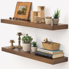 Marsmiles 30 Inch Floating Shelves for Wall - Dark Wood Floating Shelves Set of 2-30 Inch Wide x 7.7 Inch Deep x 1.6 Inch Thick Wooden Shelves for Room Wall