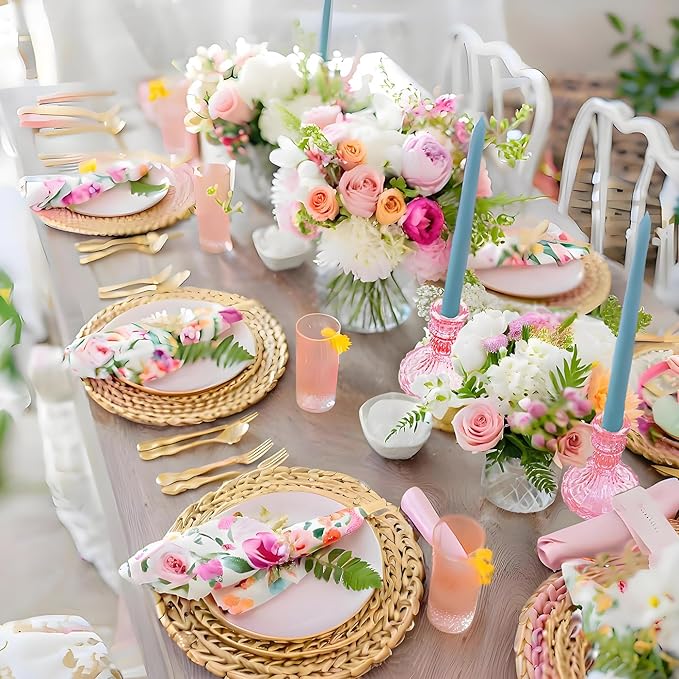 Glass Candlestick Holder,Striped Taper Candle Holders,Set of 6 Candle Stand for Table Centerpieces, Home Decor,Weddings,Festival and Parties (Peach Red Stripe Pattern)