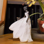 Guichifun Fairy Statue Collection Home Decoration - White Leaf Angel Girls with Bird Resin Home Decor for Outdoor or Indoor Outdoor Yard Decorations Figurines Retirement Gift 8.5 x 5.25 x 12 Inch