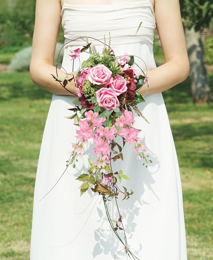 8PCS Pink Artificial Delphinium Flowers with Clematis Greenery Long Stem Artificial Flowers for Tall Vase for Home Wedding Floral Arrangement Centerpiece Table Decor (Pink)