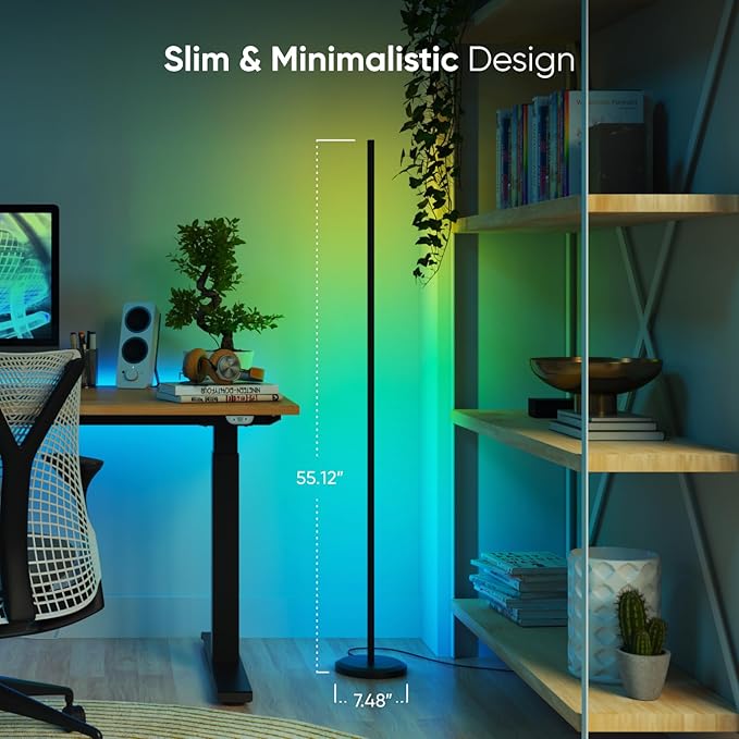 Nanoleaf Matter Smart Floor Lamp, LED Standing Lamps Work with Alexa, Music Sync Corner Lamp,16 Million Colors, 1700lm RGBTW Floor Lamp with Voice Control for Living Room, Ambient Lighting Bedroom