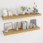 Dreamland 48 inch Floating Shelves for Wall Large Wall Mounted Shelves with Invisible Brackets, Oak Long Shelves for Bathroom, Living Room, Kitchen, Office, 48x9.1 inch deep Set of 2
