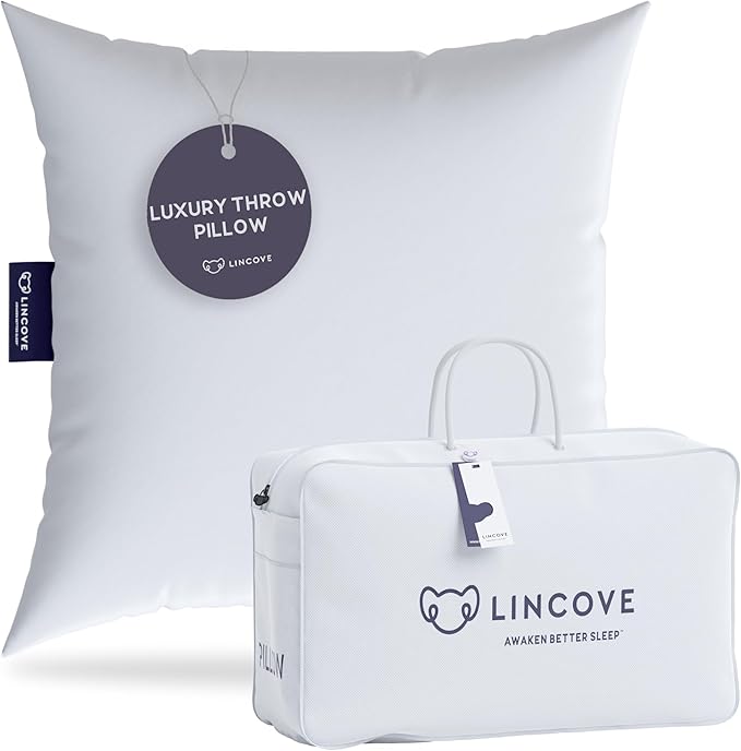 Lincove Euro Throw Pillow Insert Square 14"x14" Pillow – Made in Canada, 100% Cotton Shell, Down Alternative Filling, Vegan-Friendly, Hypoallergenic - Decorative Couch Pillows, 1 Pack