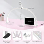 Yokilly Half Moon Light for Nail Desk: 29" Foldable Half Moon Desk Lamp with Phone Holder for Beginner - Arch Nail Tech Light with 3 Color Modes & 10 Brightness for Manicure Salon (Diamond, Large)