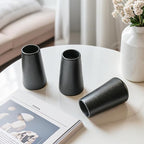 Modern Black 5.9'' Ceramic Vase Set of 6 for Living Room Bedroom Minimalist Flower Vases for Home Decor Office Centerpieces Fireplace Nordic Style Gift for Fake Plant 6 Pack Decoration